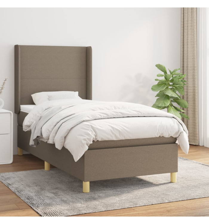 Sommier à lattes de lit avec matelas Taupe 90x200 cm Tissu | Mobilier & Déco