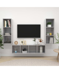 Ensemble de meuble TV 3 pcs Gris béton Bois d'ingénierie | Mobilier & Déco