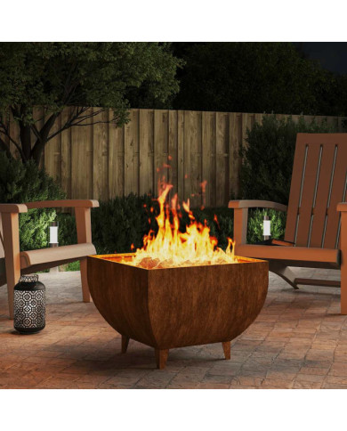 Foyer 50x50x37 cm acier corten | Mobilier & Déco