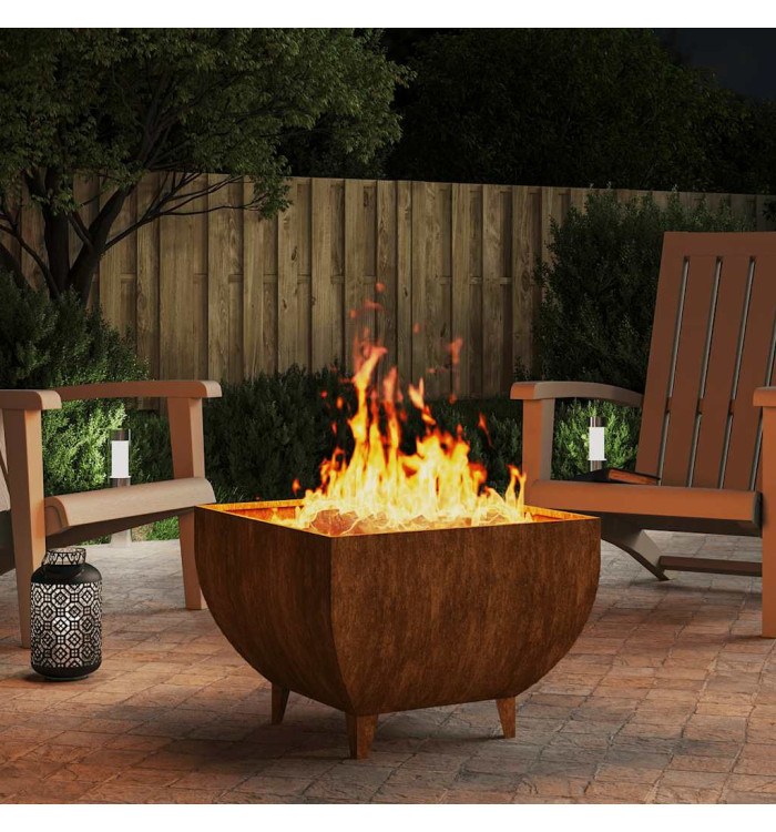 Foyer 50x50x37 cm acier corten | Mobilier & Déco