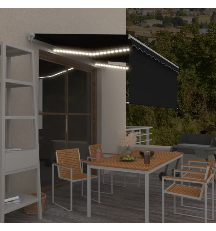 Auvent manuel rétractable avec store et LED 3x2,5 m Anthracite | Mobilier & Déco