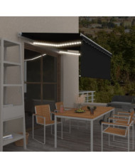 Auvent manuel rétractable avec store et LED 3x2,5 m Anthracite | Mobilier & Déco