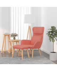 Chaise de relaxation avec tabouret Rose Velours | Mobilier & Déco