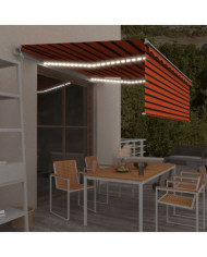 Auvent automatique store capteur de vent LED Orange et marron | Mobilier & Déco