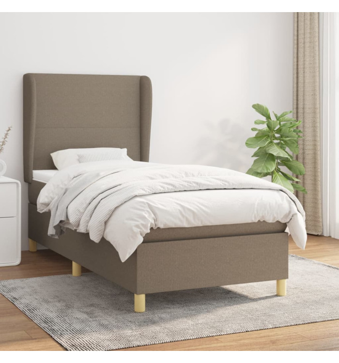 Sommier à lattes de lit avec matelas Taupe 90x200 cm Tissu | Mobilier & Déco
