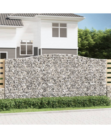Paniers à gabions arqués 15 pcs 400x50x180/200 cm Fer galvanisé | Mobilier & Déco