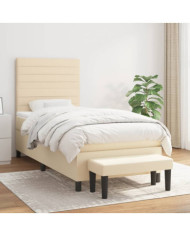 Sommier à lattes de lit et matelas Crème 90x190 cm Tissu | Mobilier & Déco
