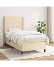 Sommier à lattes de lit et matelas Crème 90x190 cm Tissu | Mobilier & Déco