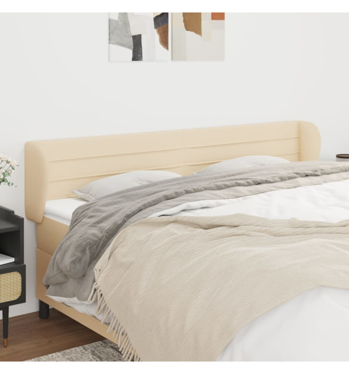 Tête de lit avec oreilles Crème 183x23x78/88 cm Tissu | Mobilier & Déco