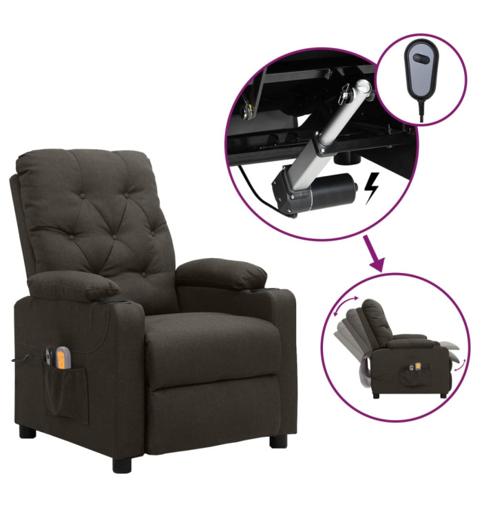 Fauteuil électrique de massage Taupe Tissu | Mobilier & Déco