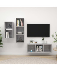 Ensemble de meuble TV 3 pcs Gris béton Bois d'ingénierie | Mobilier & Déco