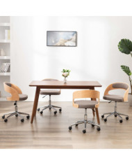Chaises pivotantes à manger lot de 4 taupe bois courbé et tissu | Mobilier & Déco
