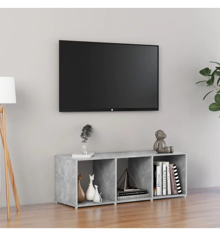 Meuble TV gris béton 107x35x37 cm bois d’ingénierie | Mobilier & Déco