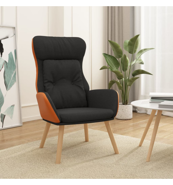 Chaise de relaxation Noir Tissu et PVC | Mobilier & Déco