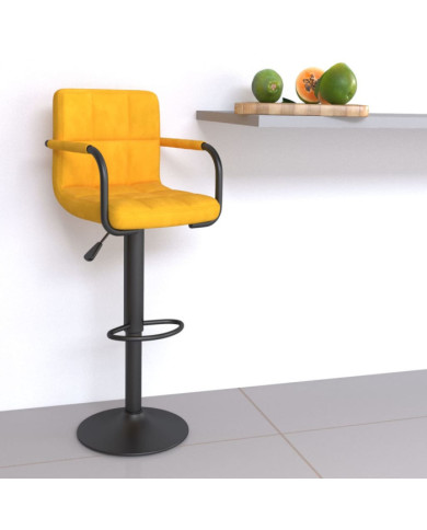 Tabouret de bar Jaune moutarde Velours | Mobilier & Déco