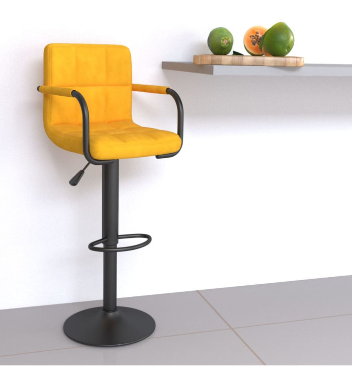 Tabouret de bar Jaune moutarde Velours | Mobilier & Déco