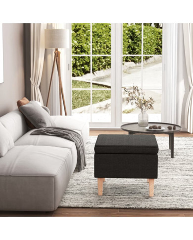 Tabouret avec pieds en bois Noir Tissu | Mobilier & Déco