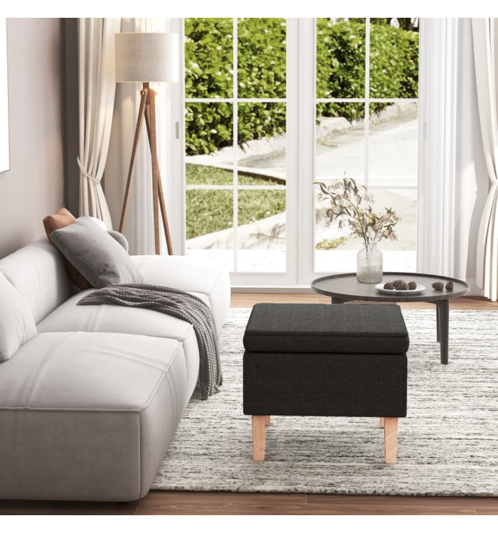Tabouret avec pieds en bois Noir Tissu | Mobilier & Déco