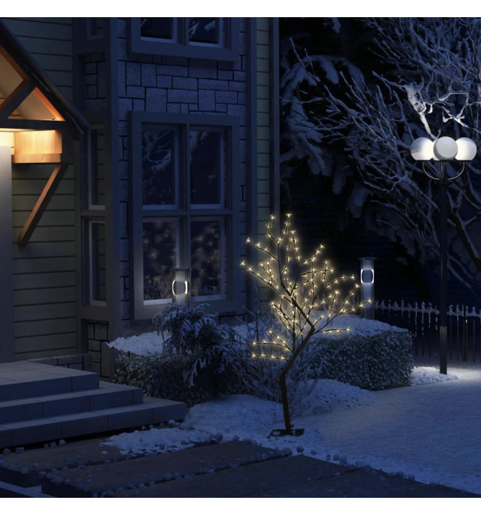 Sapin de Noël 128 LED blanc chaud Cerisier en fleurs 120 cm | Mobilier & Déco