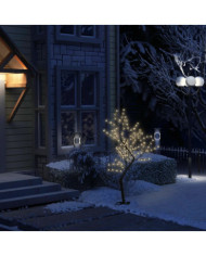 Sapin de Noël 128 LED blanc chaud Cerisier en fleurs 120 cm | Mobilier & Déco