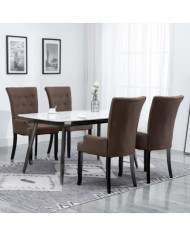 Chaises à manger avec accoudoirs lot de 4 marron tissu | Mobilier & Déco