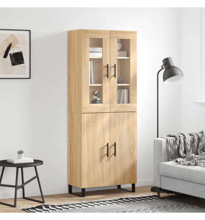 Buffet haut Chêne sonoma 69,5x34x180 cm Bois d'ingénierie | Mobilier & Déco