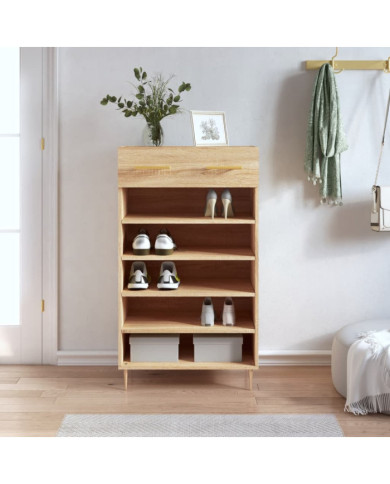 Armoire à chaussures chêne sonoma 60x35x105cm bois d'ingénierie | Mobilier & Déco