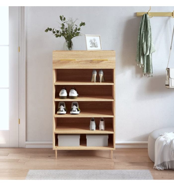 Armoire à chaussures chêne sonoma 60x35x105cm bois d'ingénierie | Mobilier & Déco