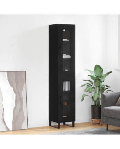 Buffet haut Noir 34,5x34x180 cm Bois d'ingénierie | Mobilier & Déco