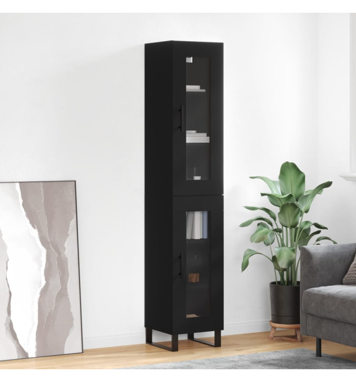 Buffet haut Noir 34,5x34x180 cm Bois d'ingénierie | Mobilier & Déco