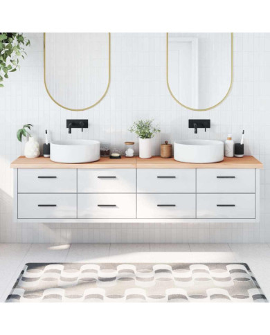 Comptoir de salle de bain 220x40x(2-4)cm bois massif non traité | Mobilier & Déco