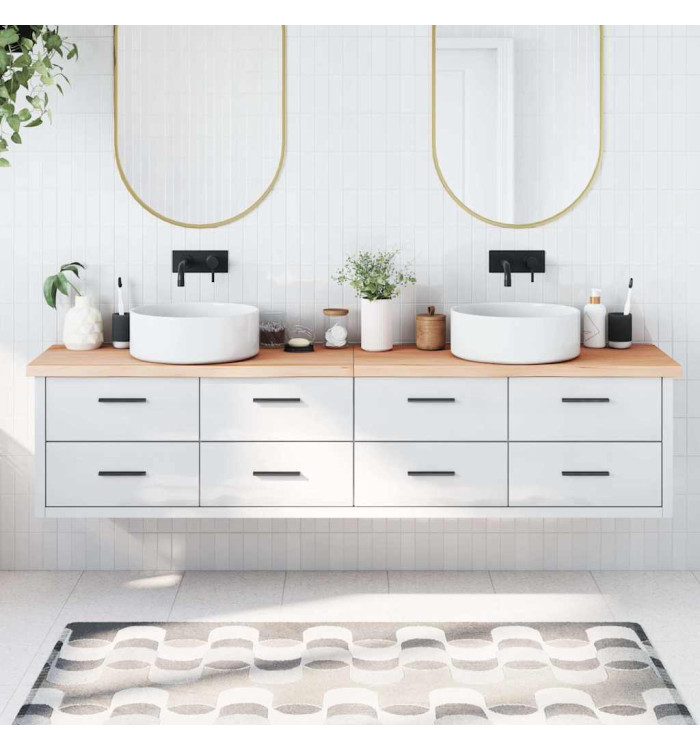 Comptoir de salle de bain 220x40x(2-4)cm bois massif non traité | Mobilier & Déco