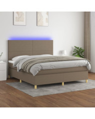 Sommier à lattes de lit et matelas et LED Taupe 180x200cm Tissu | Mobilier & Déco