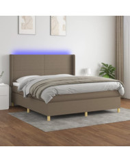 Sommier à lattes de lit matelas et LED Taupe 180x200 cm Tissu | Mobilier & Déco