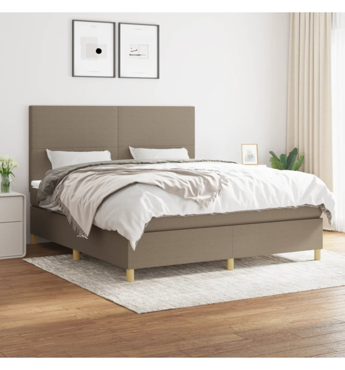 Sommier à lattes de lit avec matelas Taupe 180x200 cm Tissu | Mobilier & Déco