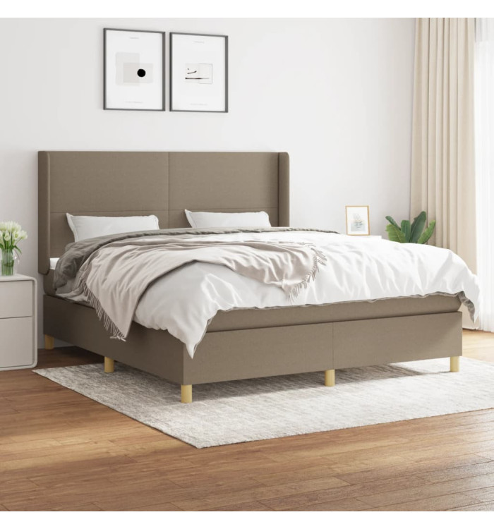 Sommier à lattes de lit avec matelas Taupe 180x200 cm Tissu | Mobilier & Déco