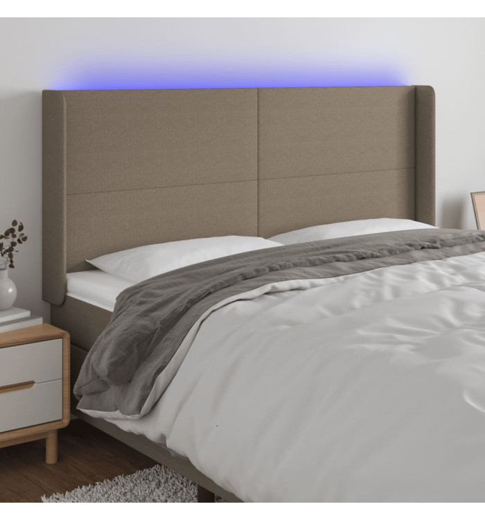 Tête de lit à LED Taupe 183x16x118/128 cm Tissu | Mobilier & Déco
