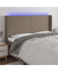 Tête de lit à LED Taupe 183x16x118/128 cm Tissu | Mobilier & Déco