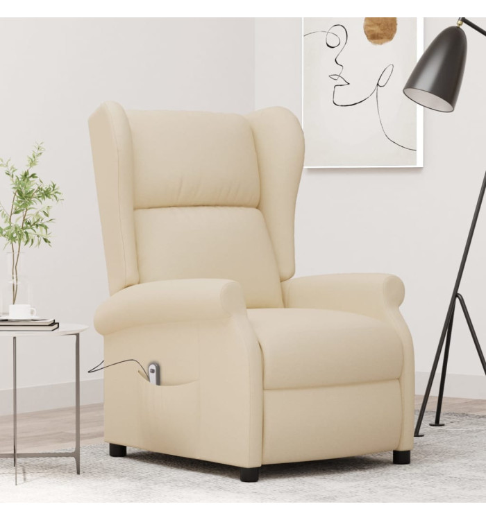 Fauteuil inclinable électrique à oreilles crème tissu | Mobilier & Déco