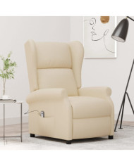 Fauteuil inclinable électrique à oreilles crème tissu | Mobilier & Déco