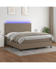 Sommier à lattes de lit et matelas et LED Taupe 180x200cm Tissu | Mobilier & Déco