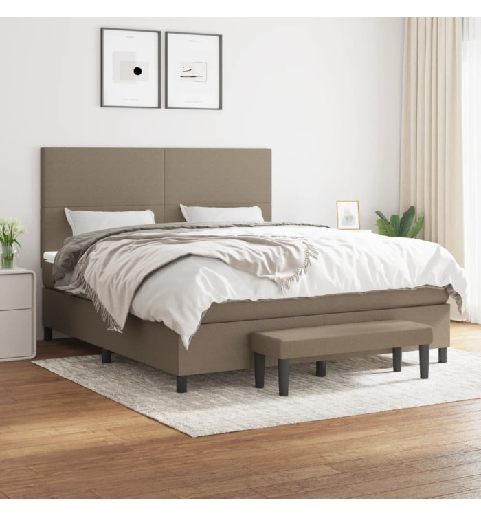 Sommier à lattes de lit avec matelas Taupe 180x200 cm Tissu | Mobilier & Déco