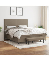 Sommier à lattes de lit avec matelas Taupe 180x200 cm Tissu | Mobilier & Déco