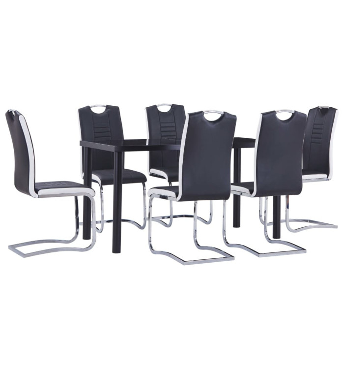 Ensemble de salle à manger 7 pcs Similicuir Noir | Mobilier & Déco