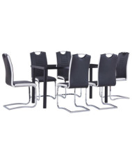 Ensemble de salle à manger 7 pcs Similicuir Noir | Mobilier & Déco