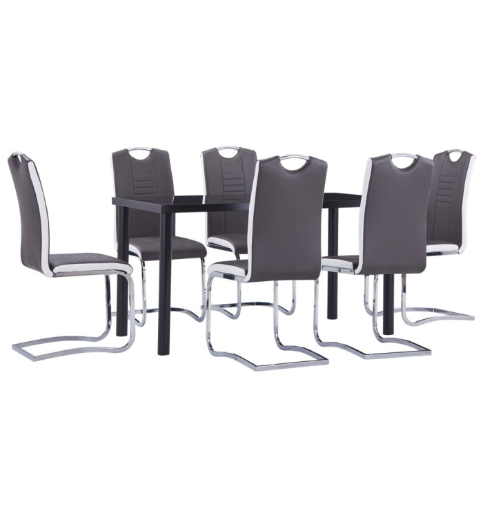 Ensemble de salle à manger 7 pcs Similicuir Gris | Mobilier & Déco