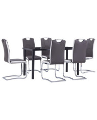 Ensemble de salle à manger 7 pcs Similicuir Gris | Mobilier & Déco