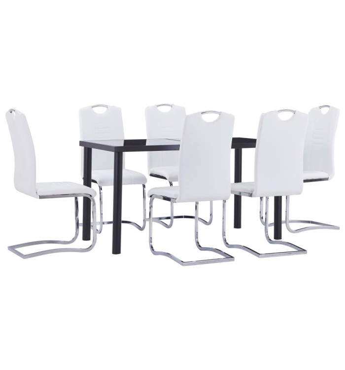 Ensemble de salle à manger 7 pcs Similicuir Blanc | Mobilier & Déco