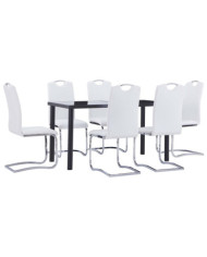 Ensemble de salle à manger 7 pcs Similicuir Blanc | Mobilier & Déco