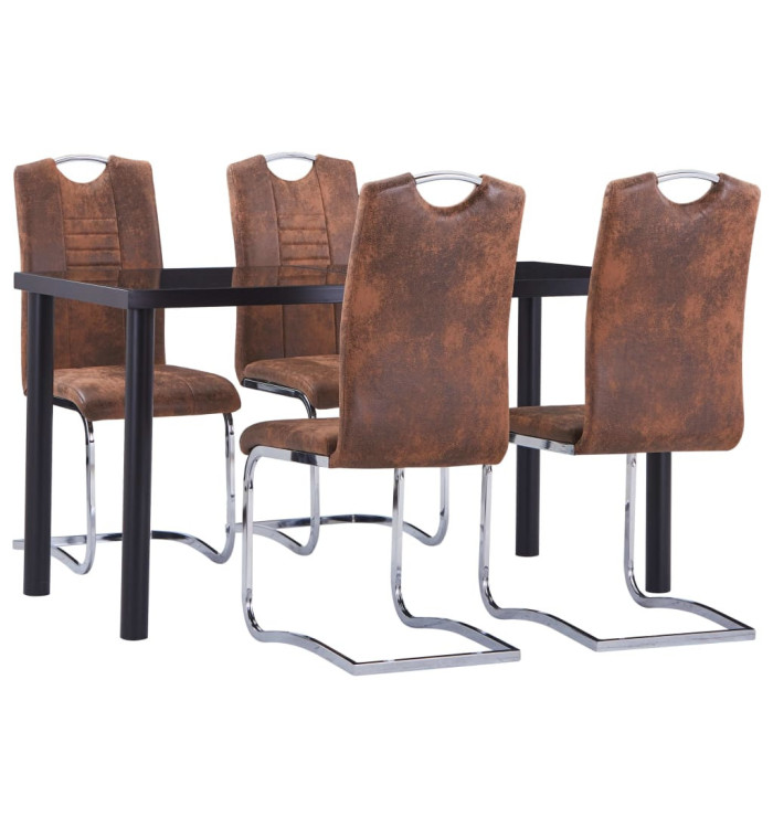 Ensemble de salle à manger 5 pcs Similicuir daim Marron | Mobilier & Déco